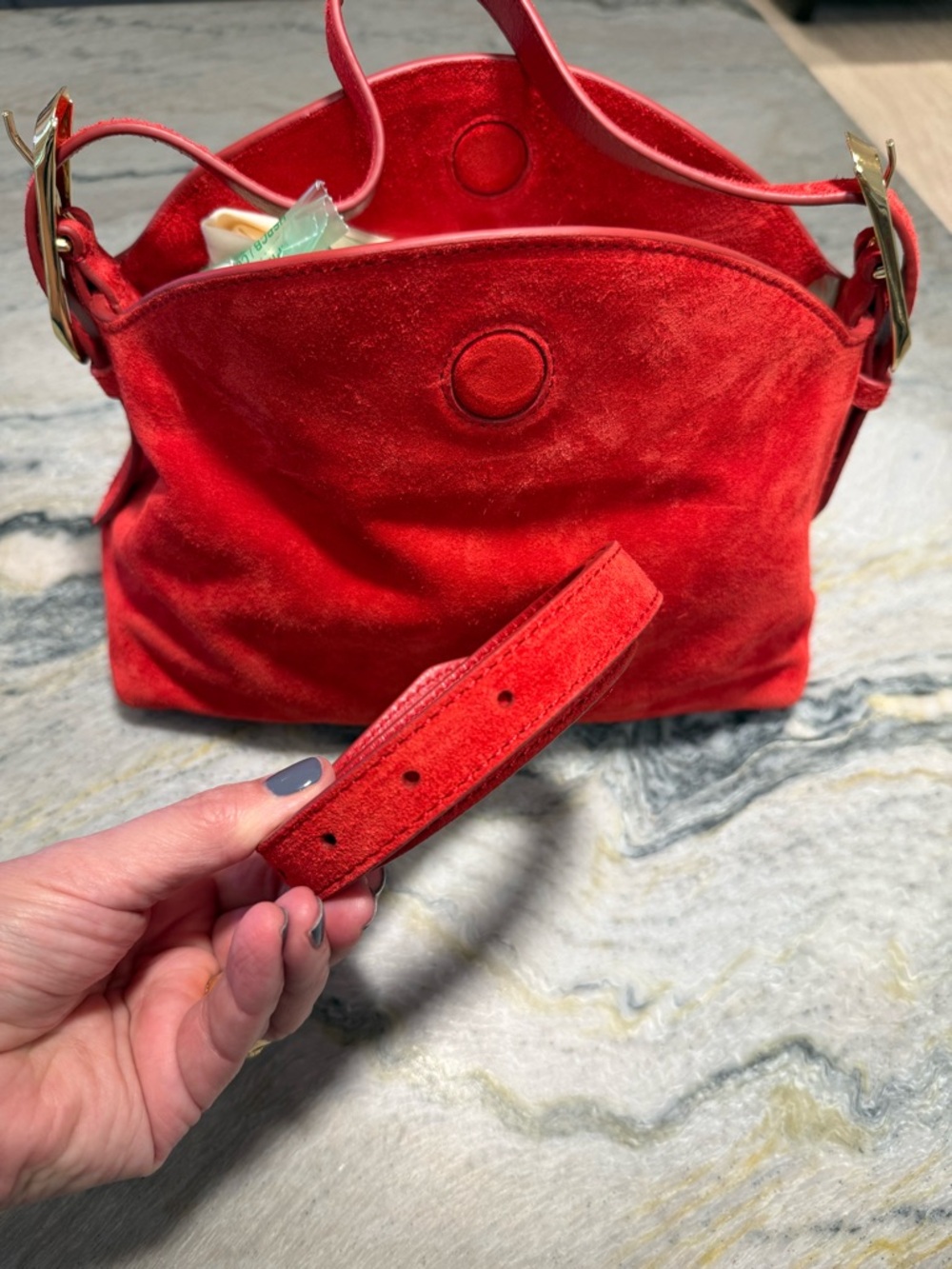 J. Crew Berkeley small shoulder bag in suede in radiant red - Picture 5 of 7